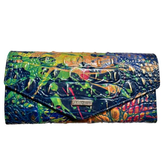 BRAHMIN Veronica Embossed Leather Trifold Wallet Multicolor Festival Melbourne - Picture 1 of 4